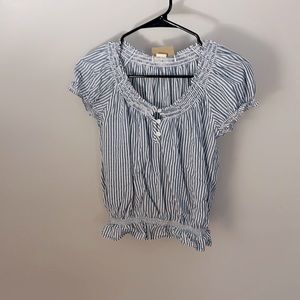 Stripes button short sleeve